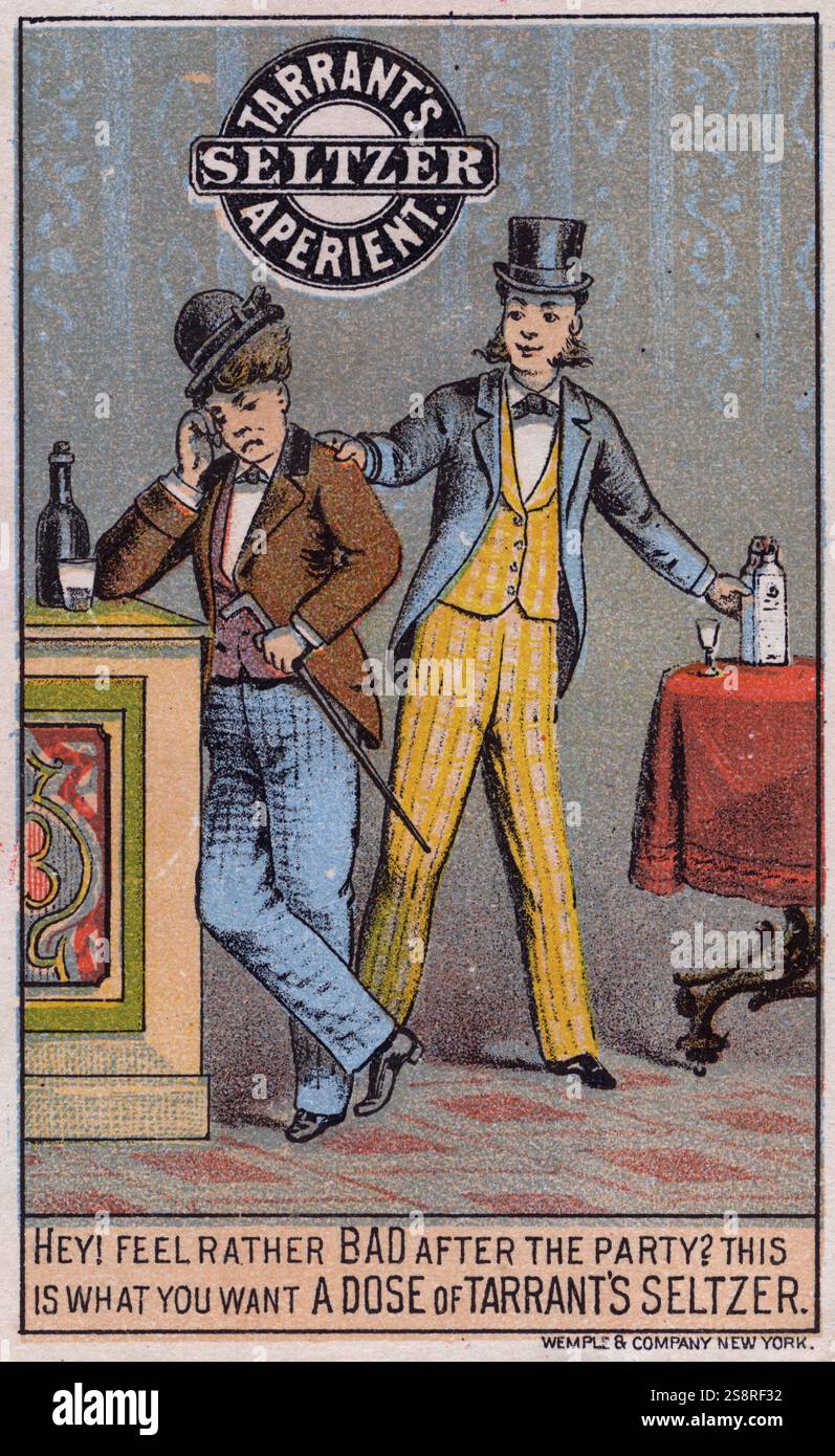 Amerikanischen Handel Karte für Tarrants Aperient Seltzer, c1890. Stockfoto
