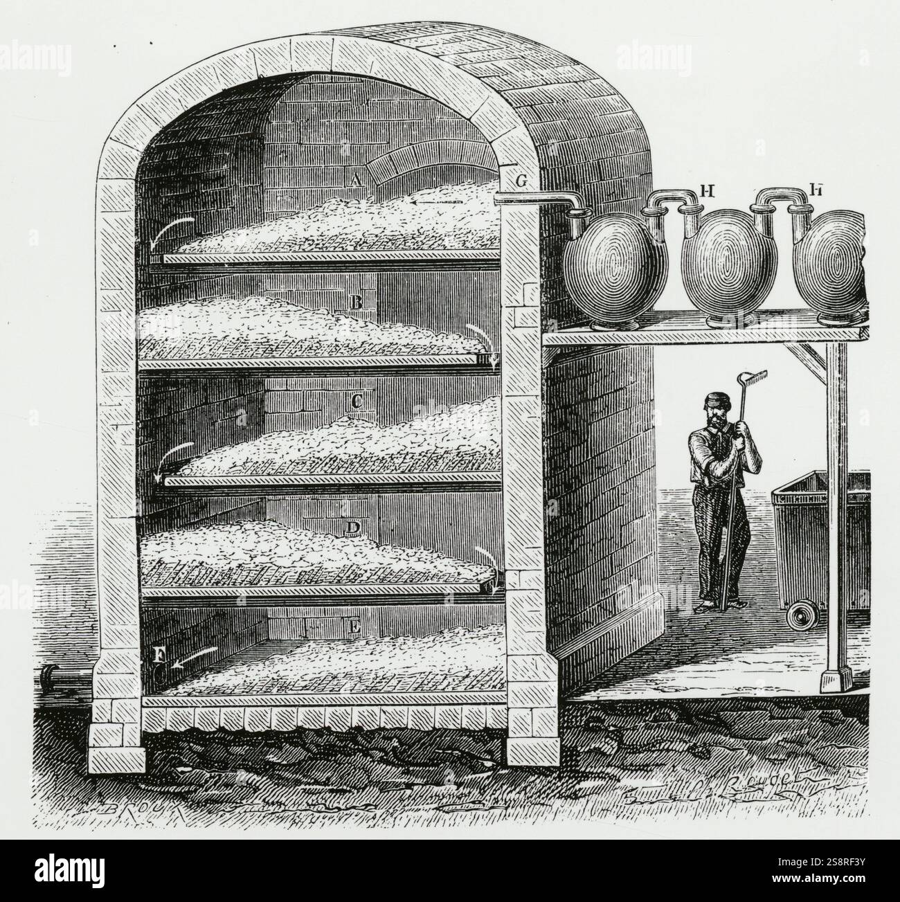 Papierherstellung: bleichen Lumpen mit Chlorgas gereinigt. Gravur, c1870. Stockfoto