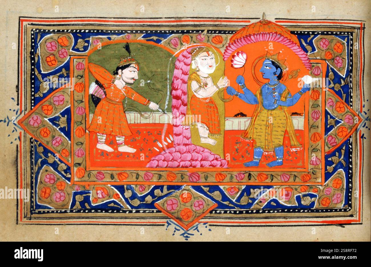 18. Jahrhundert indische Manuskript über das Leben von Krishna. Stockfoto