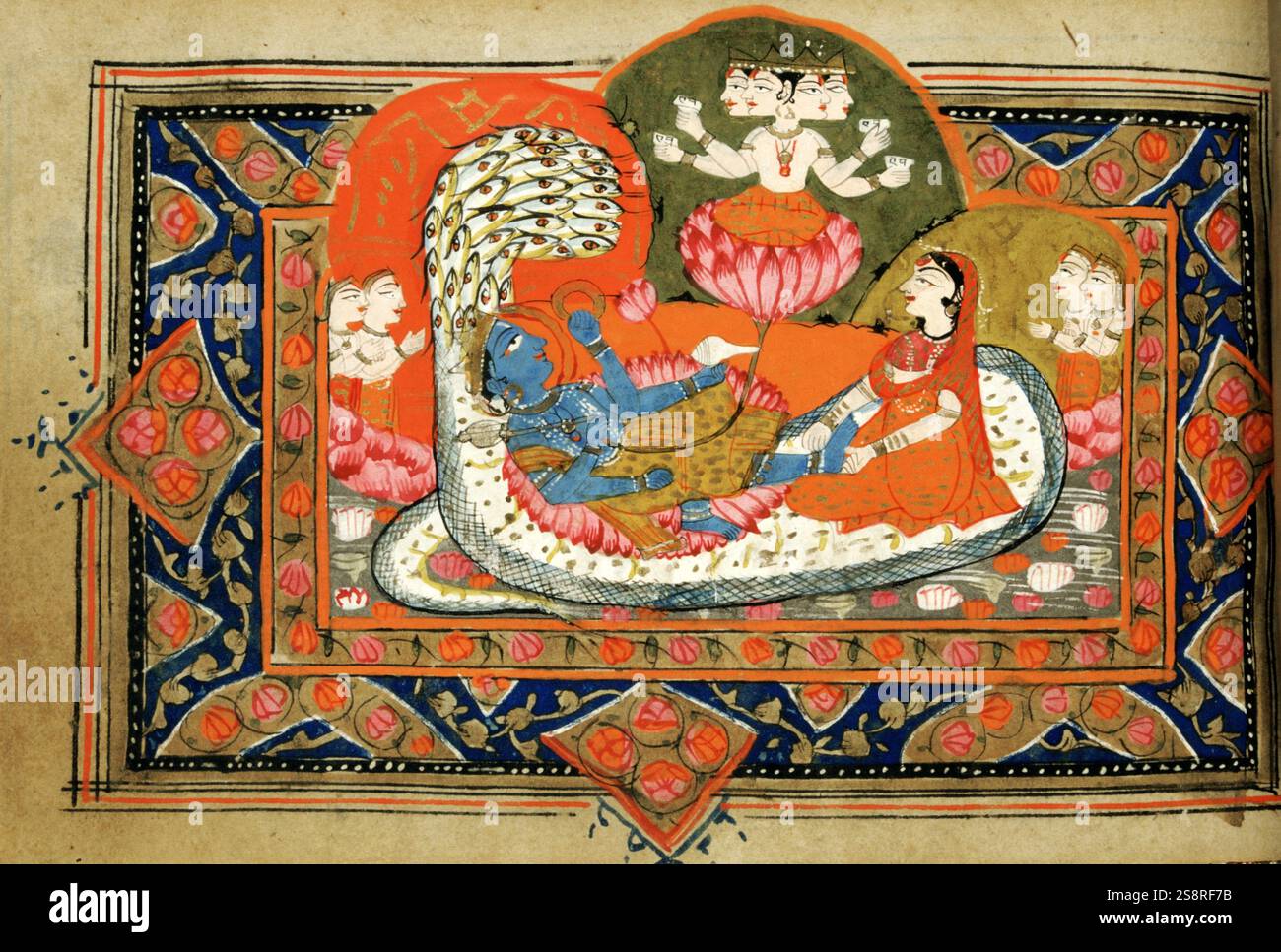 18. Jahrhundert indische Manuskript über das Leben von Krishna. Stockfoto