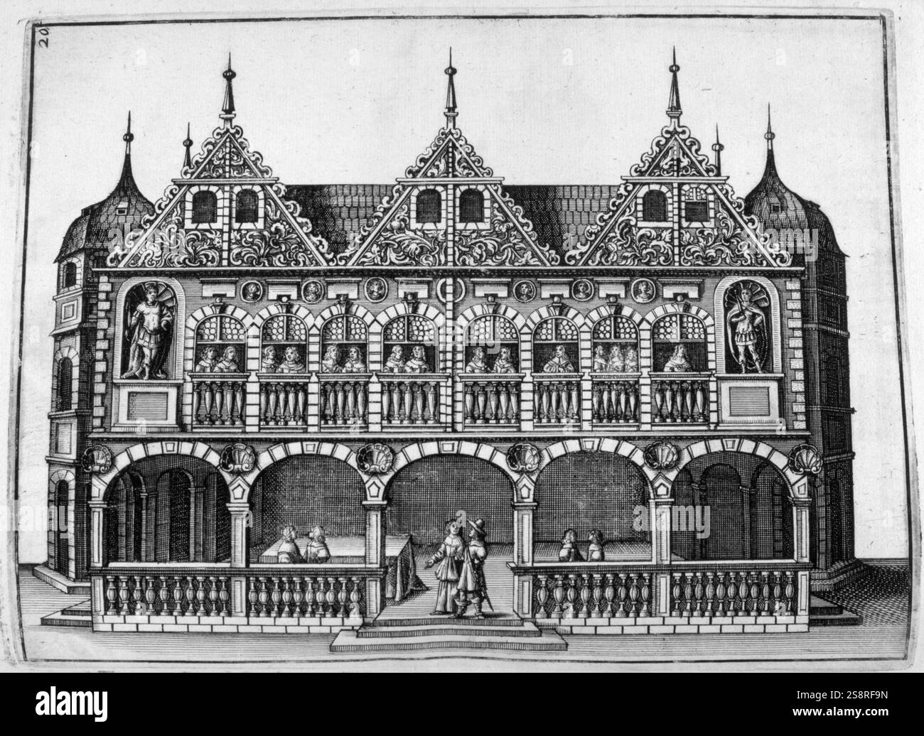 Haus in Paris, Frankreich. Abbildung aus dem 17. Jahrhundert Architektur Buch "Architectura Curiosa Nova" 1664, durch Georgium Bocklern Stockfoto