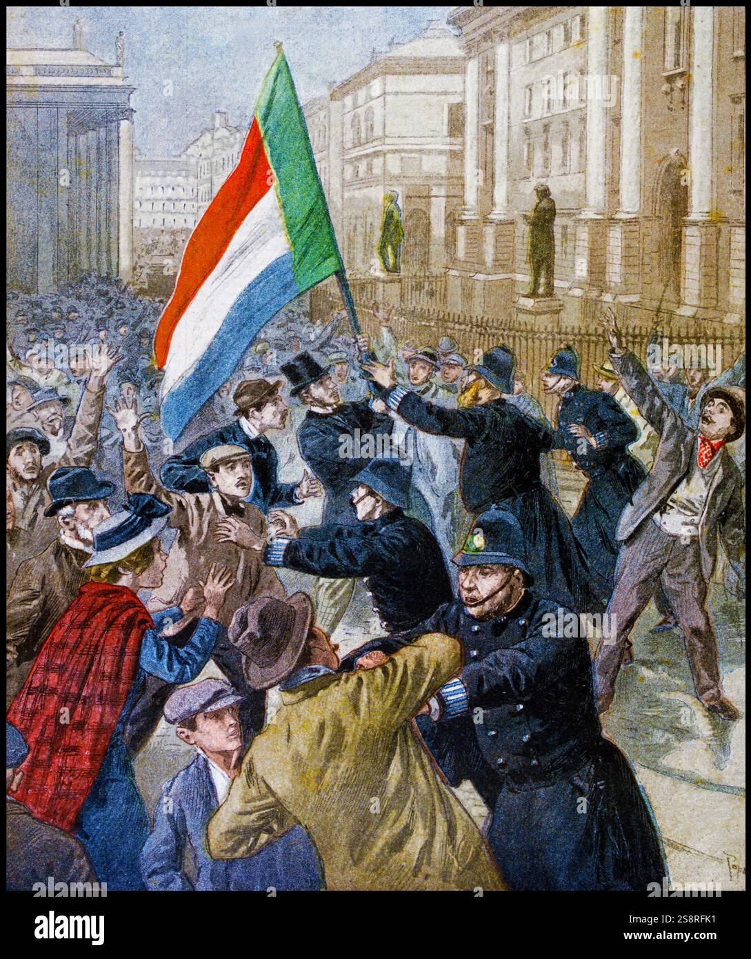 Abbildung zeigt eine Demonstration in Dublin im Jahre 1899 gegen Joseph Chamberlain (1836 – 1914). Chamberlain war ein senior britische Politiker Home Rule für Irland gegen. Stockfoto