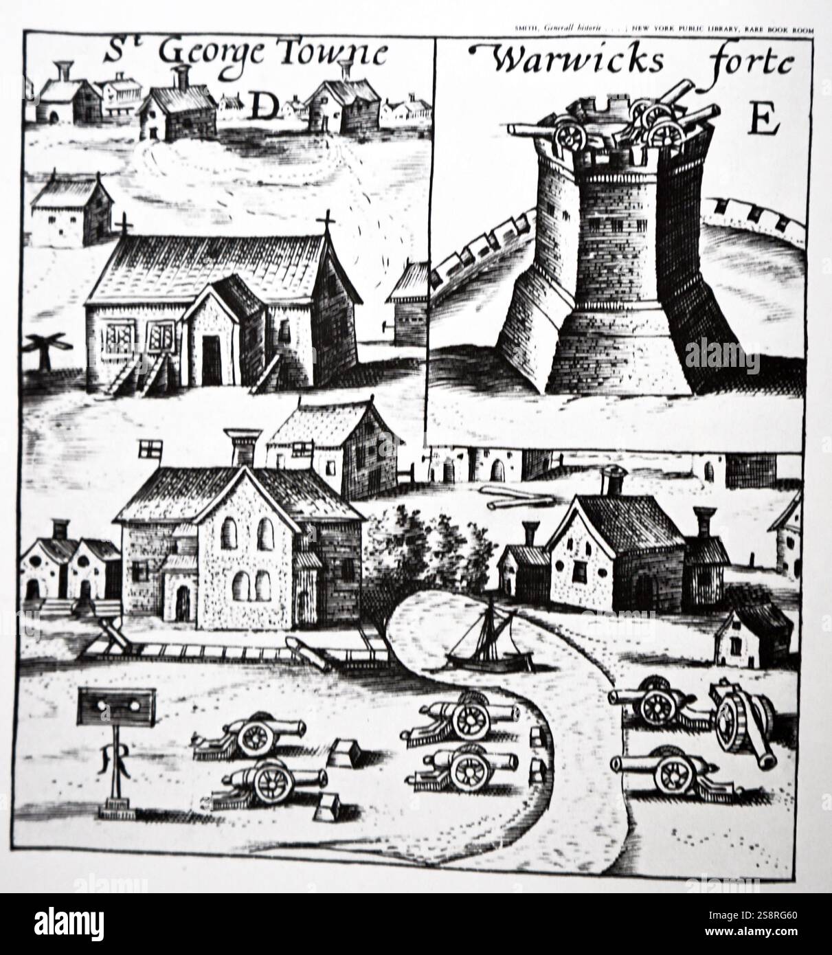 Holzschnitt, die frühen englischen Kolonisten. Vom 16. Jahrhundert Stockfoto