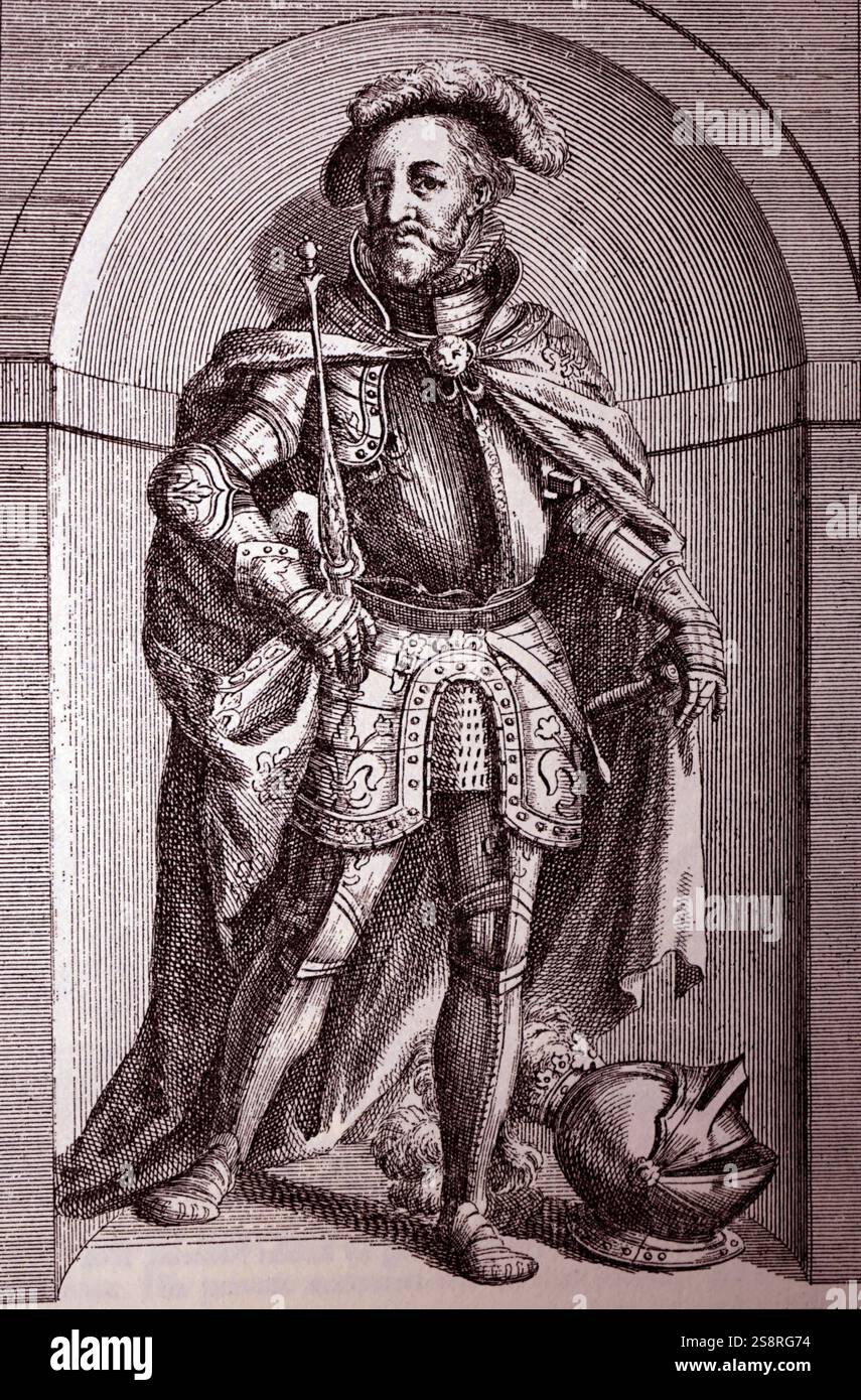 Graviert Portrait von Franz I. von Frankreich (1494-1547) König von Frankreich. Vom 16. Jahrhundert Stockfoto
