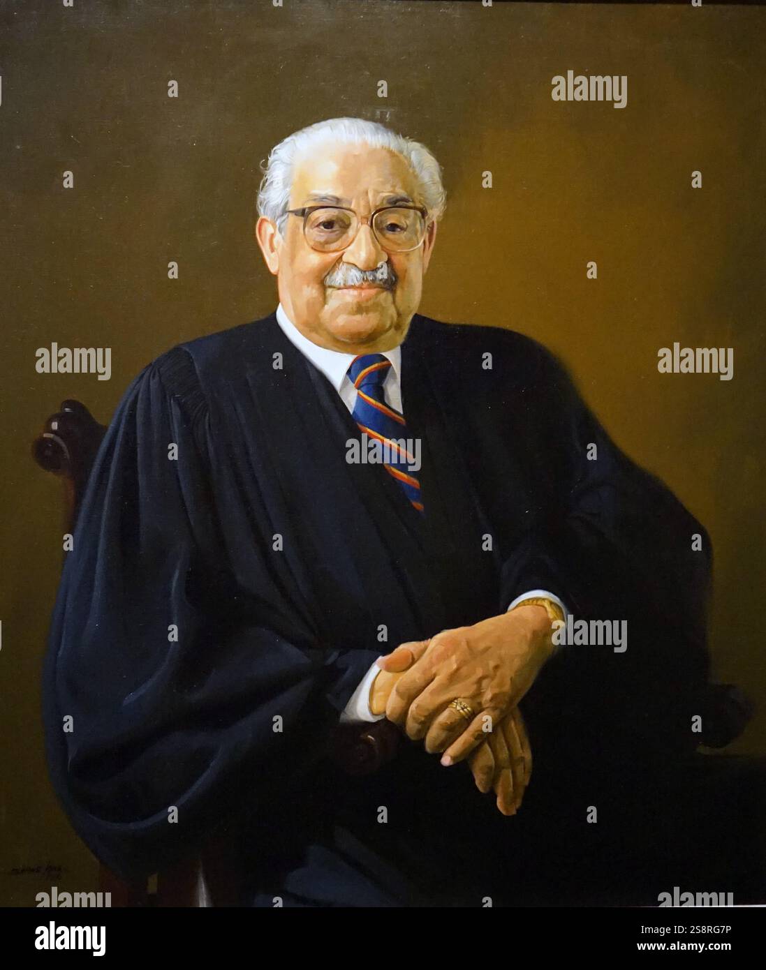 Portrait von Thurgood Marshall (1908-1993) ein Mitarbeiter des Obersten Gerichtshofes. Von Simmie L. Knox (1935 - gemalt) ein US-amerikanischer Künstler. Vom 20. Jahrhundert Stockfoto