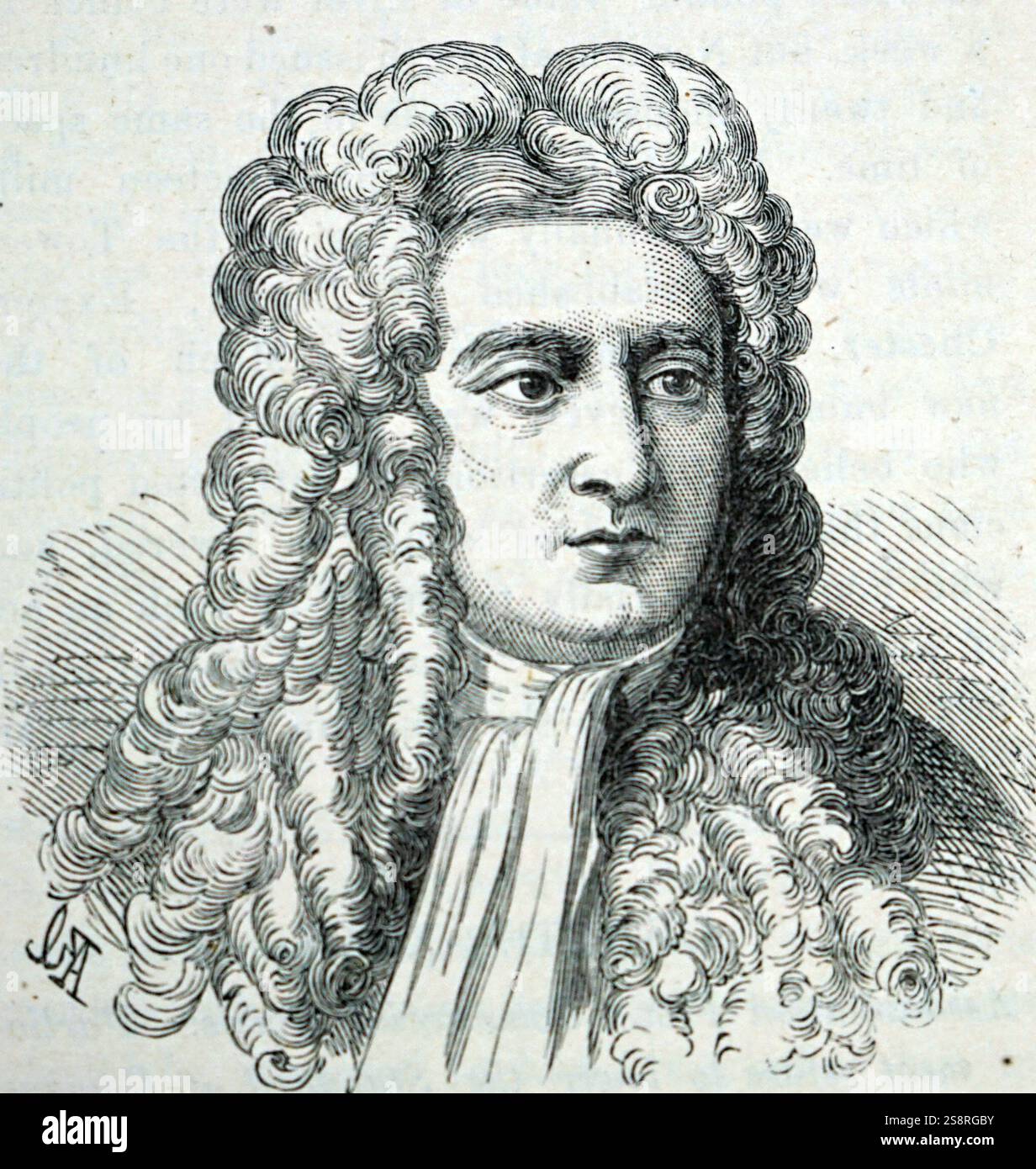 Portrait von Sir Isaac Newton (1643 - 1727) ein englischer Mathematiker, Astronom und Physiker. Vom 18. Jahrhundert Stockfoto