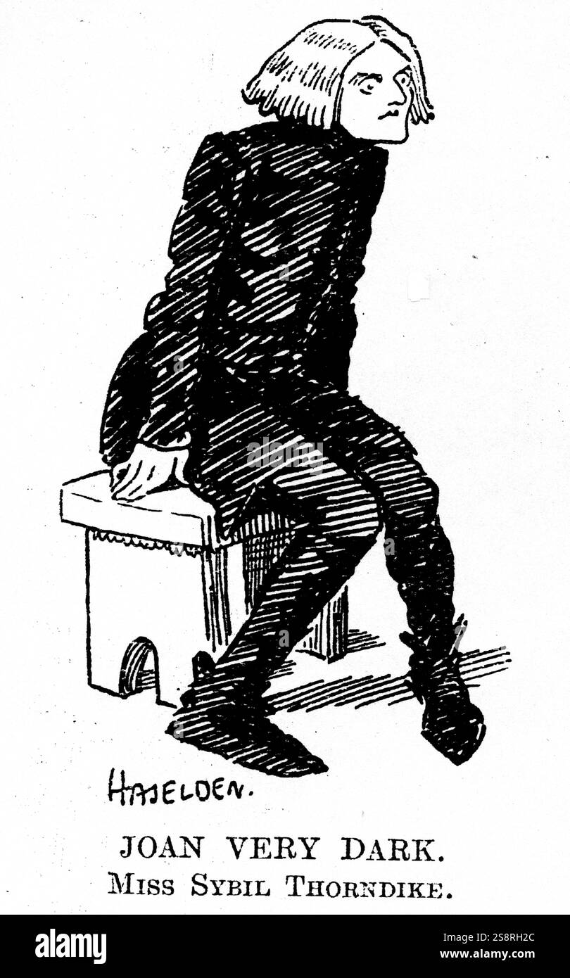 Cartoon von Sybil Thorndike (1882-1976) eine englische Schauspielerin. Vom 20. Jahrhundert Stockfoto