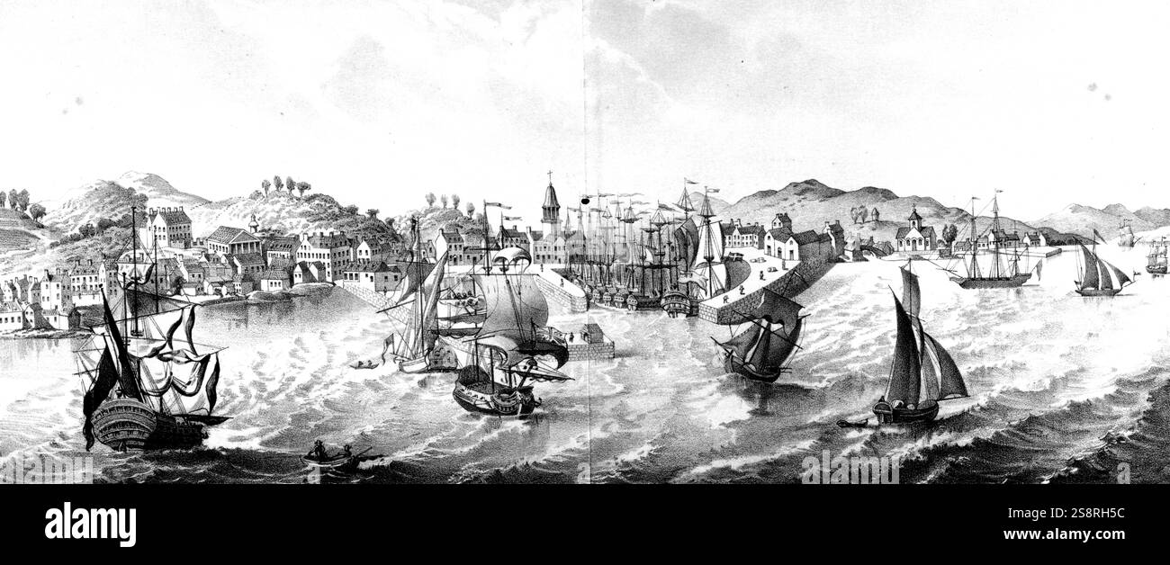 Gravur, Greenock, Schottland, während des 18. Jahrhunderts. Vom 18. Jahrhundert Stockfoto