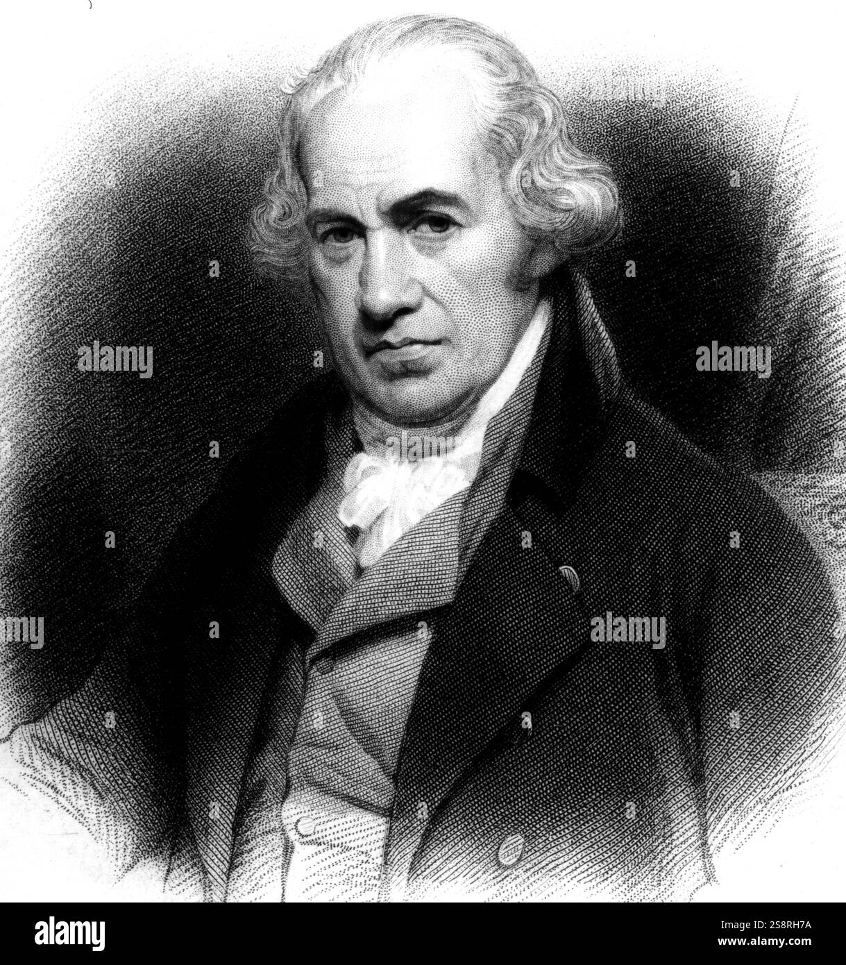 Portrait von James Watt (1736-1819) ein schottischer Erfinder, Maschinenbauingenieur und Chemiker. Vom 19. Jahrhundert Stockfoto