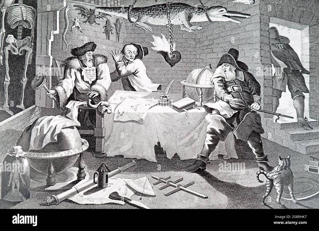 Abbildung: Darstellung einer okkulten Szene von William Hogarth (1697-1964) ein englischer Grafiker, Maler, bildhafte Satiriker, Sozialkritiker und Editorial cartoonist. Vom 18. Jahrhundert Stockfoto