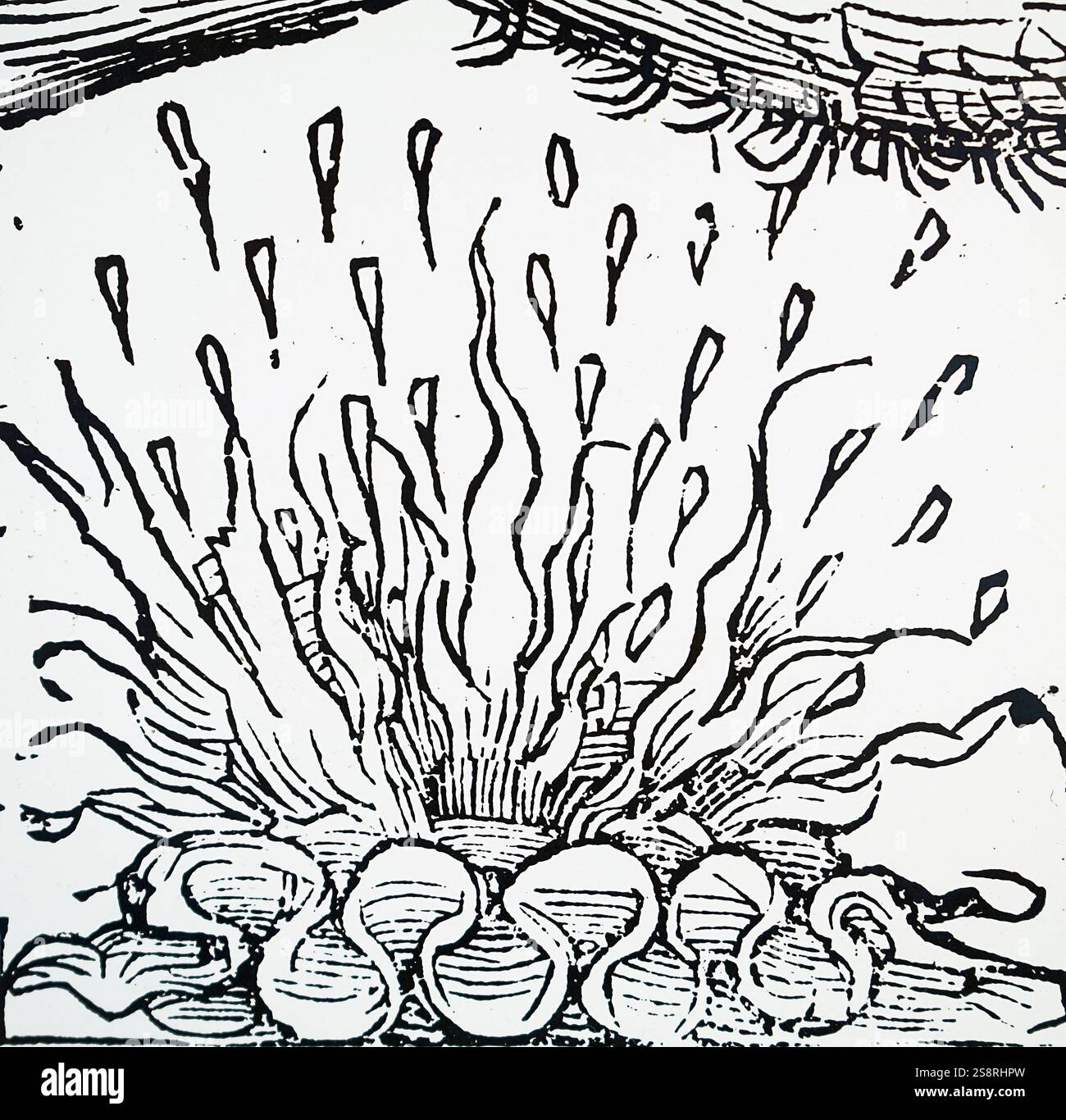 Gravur Darstellung ein Aurora im 7. Jahrhundert von der aus dem Nürnberger Chronik von Hartmann Schedel (1440-1514) ein deutscher Arzt, Humanist, Historiker und einer der ersten Kartographen. Vom 15. Jahrhundert Stockfoto