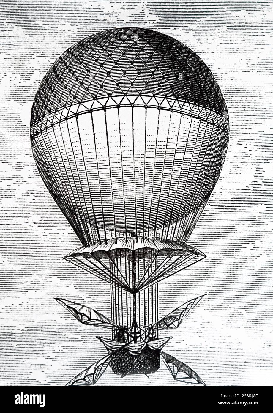 Gravur, Jean-Pierre Blanchard's Ballon. Vom 18. Jahrhundert Stockfoto