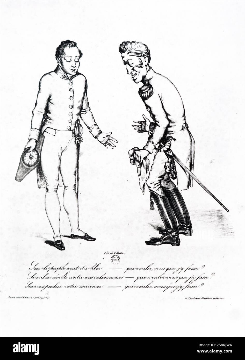 Abbildung: Darstellung von Jules, 1. Herzog von Polignac (1746-1817), einem französischen Edelmann, und König Charles X von Frankreich (1757-1836). Vom 19. Jahrhundert Stockfoto