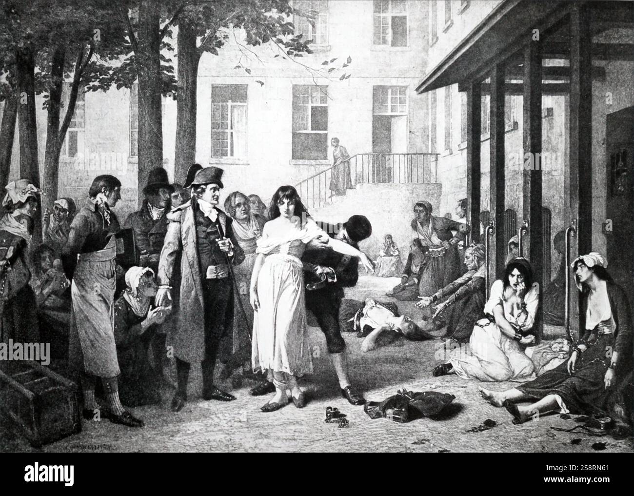 Gravur, Philippe Pinel (1745-1826), ein französischer Arzt. Vom 19. Jahrhundert Stockfoto