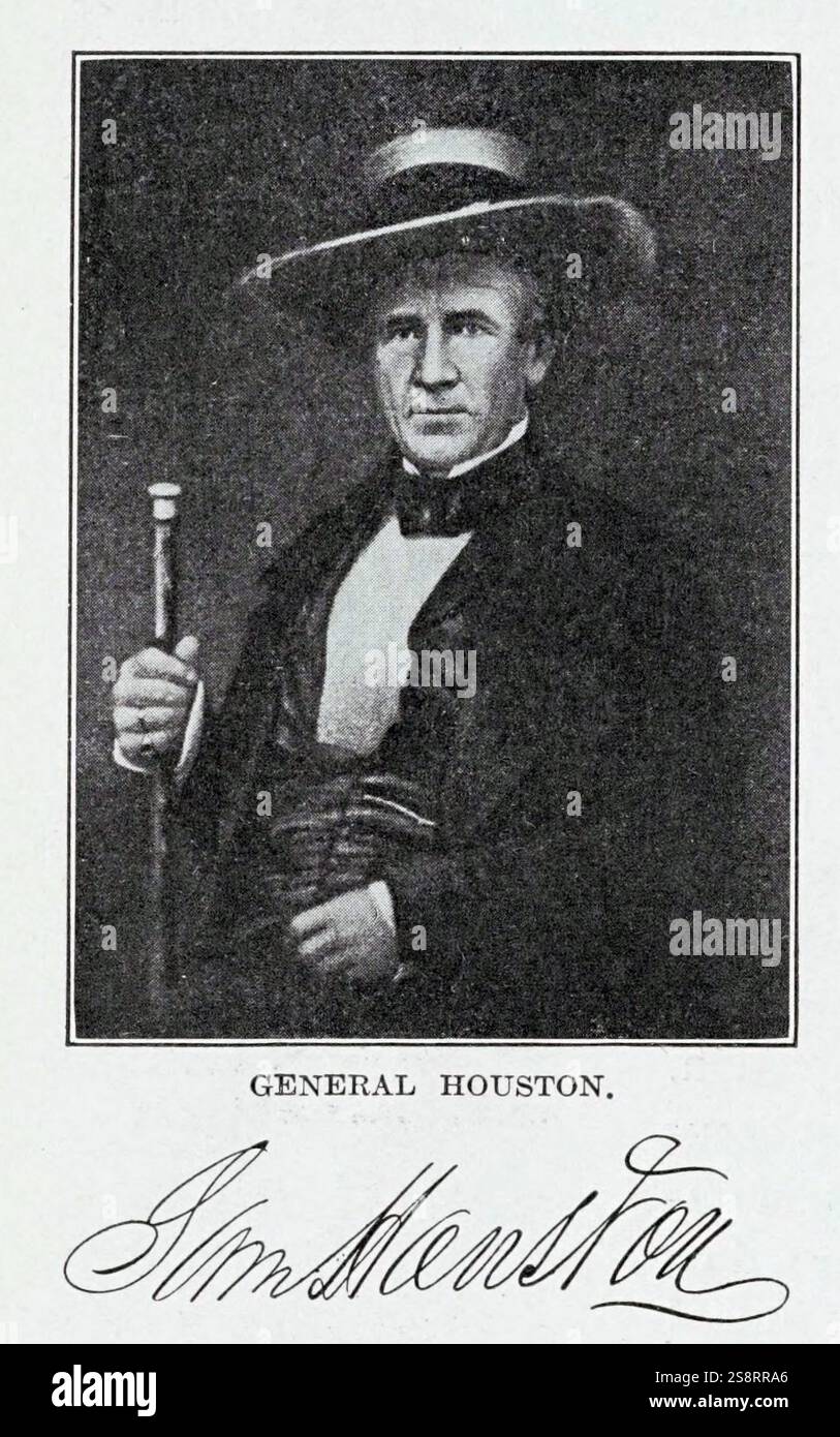 Samuel Houston (* 2. März 1793 bis 26. Juli 1863) war ein US-amerikanischer General und Staatsmann, der eine wichtige Rolle in der texanischen Revolution spielte. Er diente als erster und dritter Präsident der Republik Texas und war einer der ersten beiden Personen, die Texas im Senat der Vereinigten Staaten repräsentierten Stockfoto