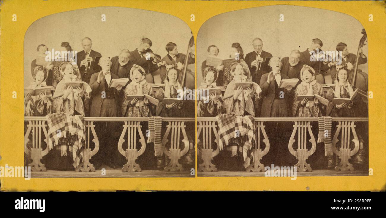 Der Country Chor. Von F.G. Weller, Fotograf. Veröffentlicht c1872. Das Foto zeigt Frauen und Männer, die Musikinstrumente singen und spielen Stockfoto