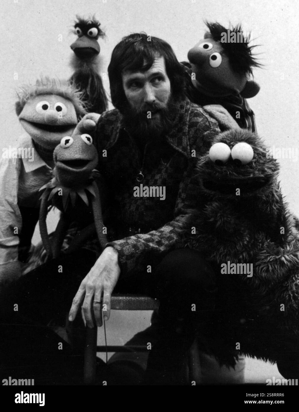 James Henson (1936–1990) amerikanischer Puppenspieler, Animator, Karikaturist, Schauspieler, Erfinder, komponist und Drehbuchautor, der weltweit bekannt wurde als Schöpfer der Muppets Charaktere und Fraggle Rock (1983–1987) und als Regisseur von The Dark Crystal (1982) und Labyrinth (1986) Stockfoto