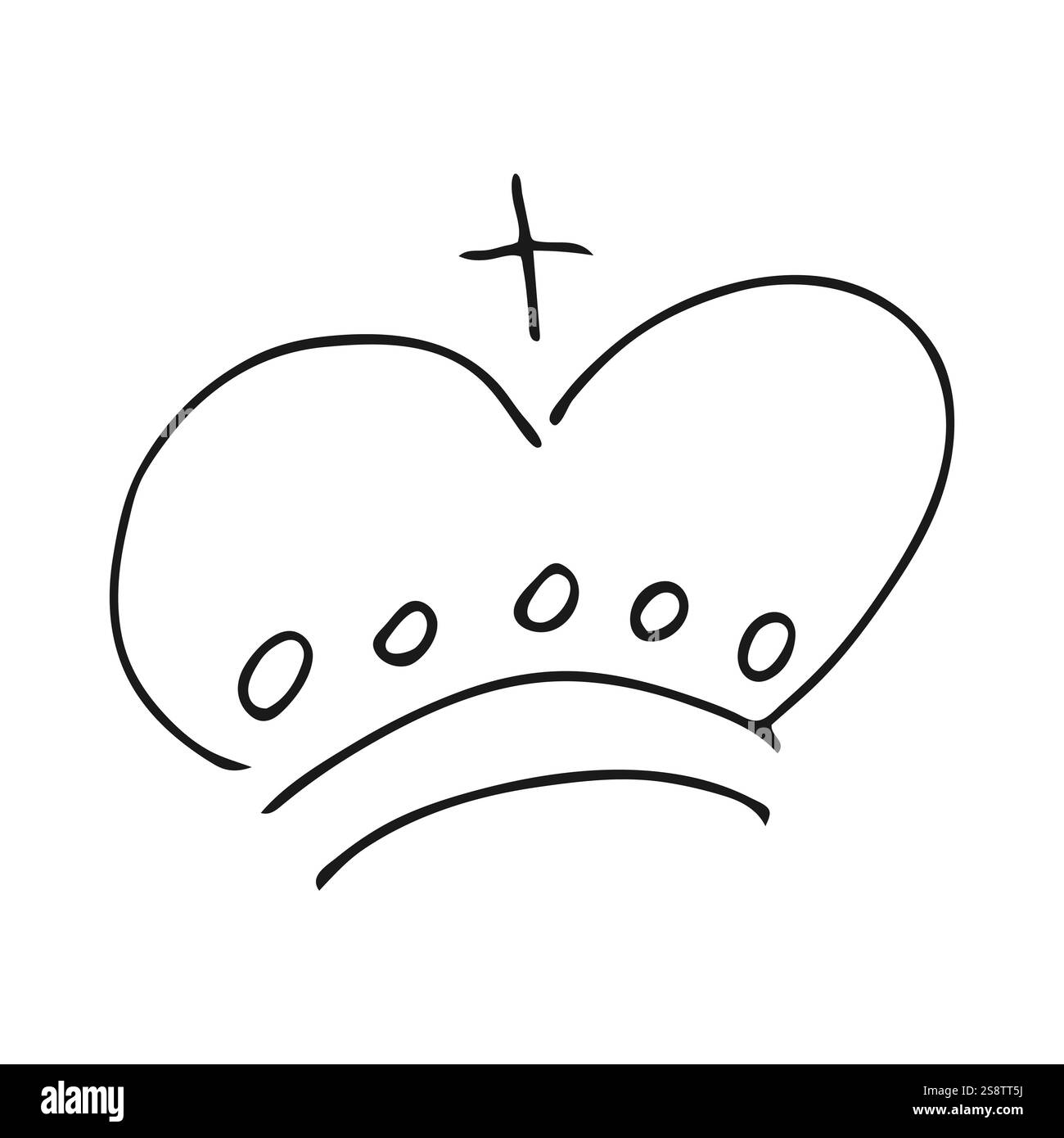 Handgezogene Krone. Einfache Graffiti-Skizze Königin oder Königskrone. Königliche kaiserliche Krönung und Monarchen-Symbol. Schwarze Pinselkritzelei isoliert auf weiß Stock Vektor