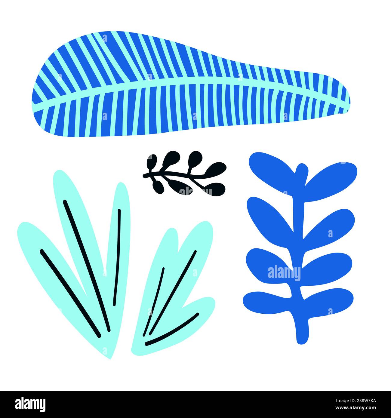 Tropische blaue Blätter und frisches Laub in einem lebendigen und ruhigen Design. Perfekt für naturinspirierte Einrichtung, umweltfreundliche Themen oder moderne Botanik Stock Vektor