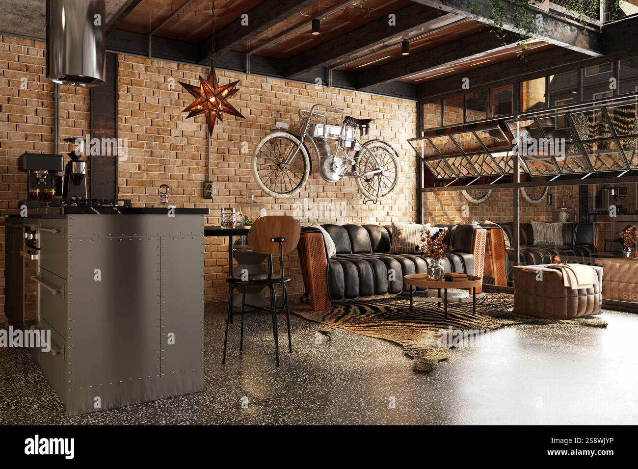 3D-Render von Wohnzimmer Stockfoto