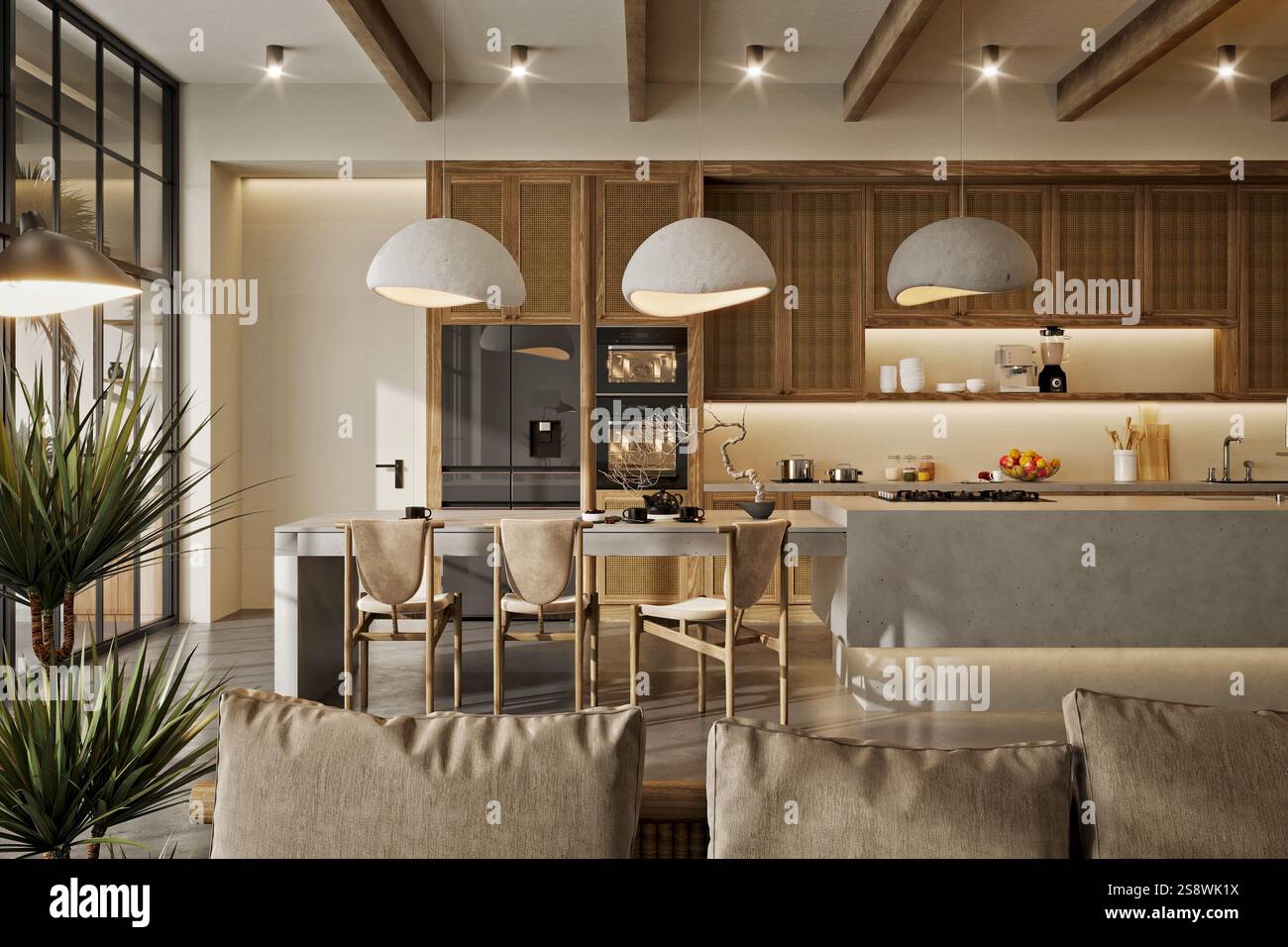 3D-Render von Wohnzimmer Stockfoto