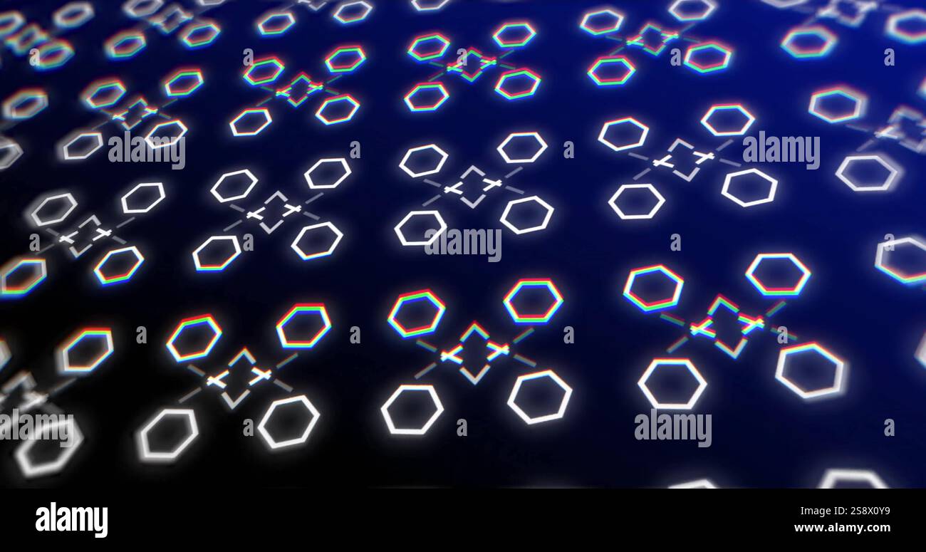 Bild von Zeilen mit weißem Muster, die sich über blauem Hintergrund bewegen Stockfoto