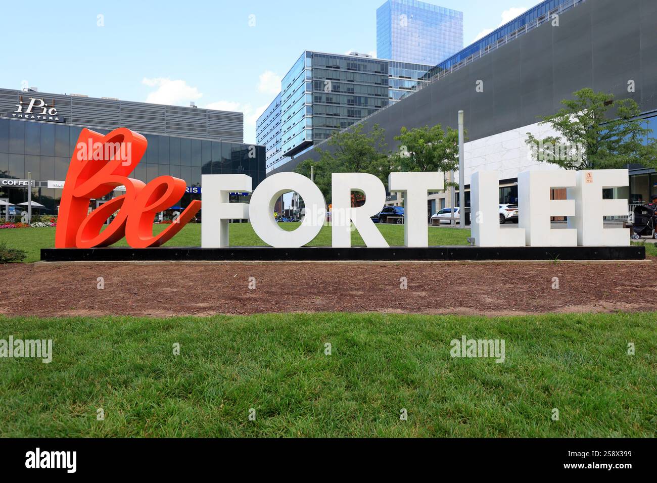 Be Fort Lee Willkommen die Beschilderung der Allianz der Geschäftsbezirke in Fort Lee, New Jersey Stockfoto