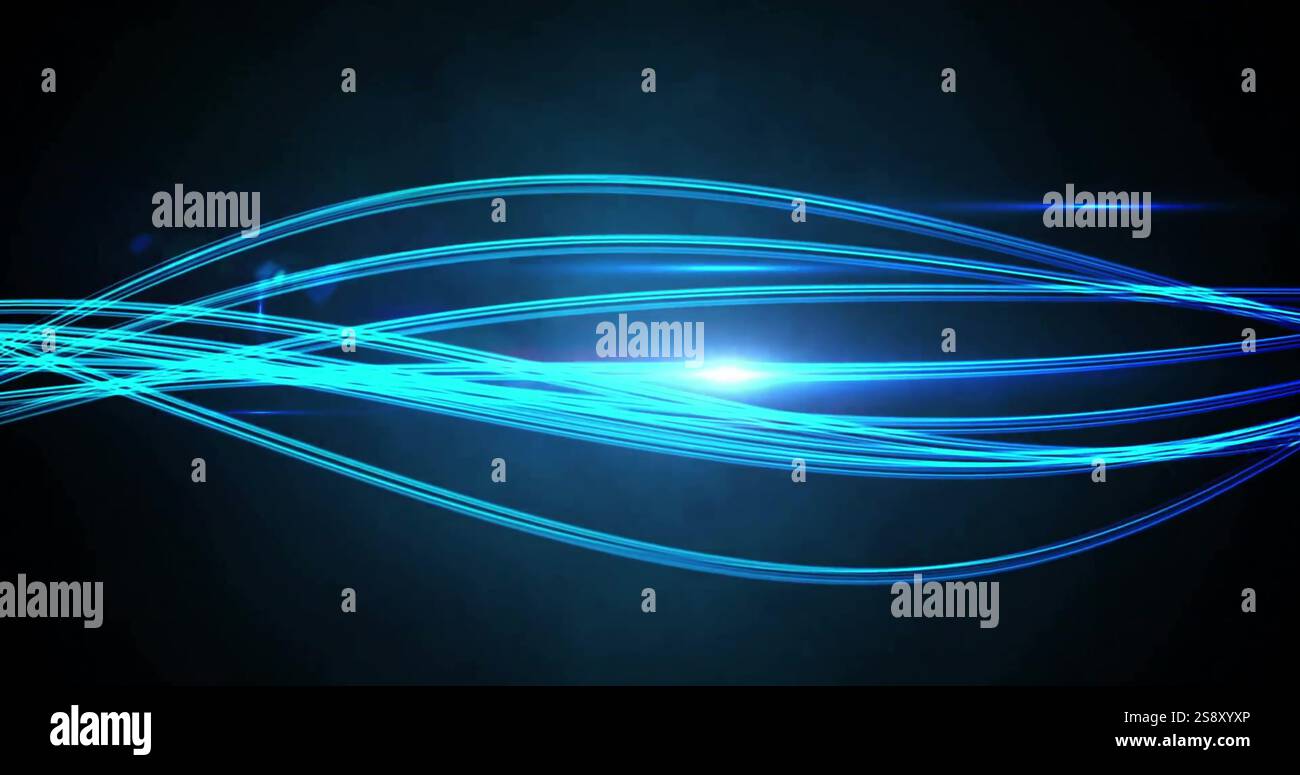 Blaues Licht folgt dem Bild über dunklem Hintergrund mit leuchtender Mitte Stockfoto