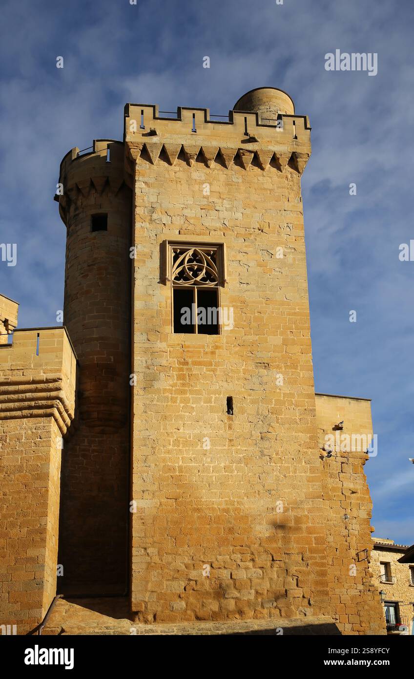 Spanien. Navarra. Olite. Palast von Olite. Details der Wände Stockfoto