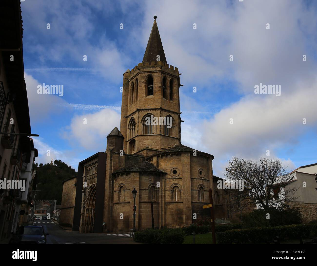 Spanien. Navarra. Sangüesa. Kirche Santa Maria la Real. Romanisch-gotisch im Übergangsstil. Stockfoto