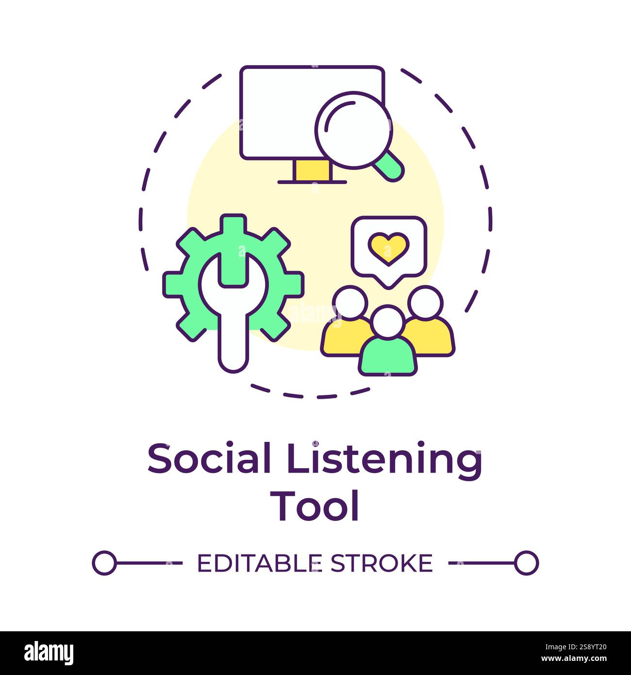 Multi-Color-Symbol für Social Listening-Tool Stock Vektor