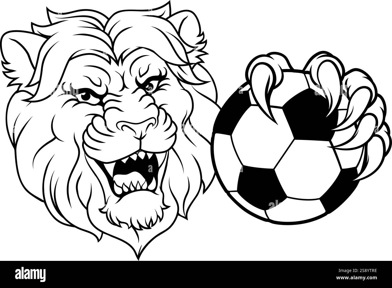 Löwe Fußball Fußball Tiersport Team Maskottchen Stock Vektor