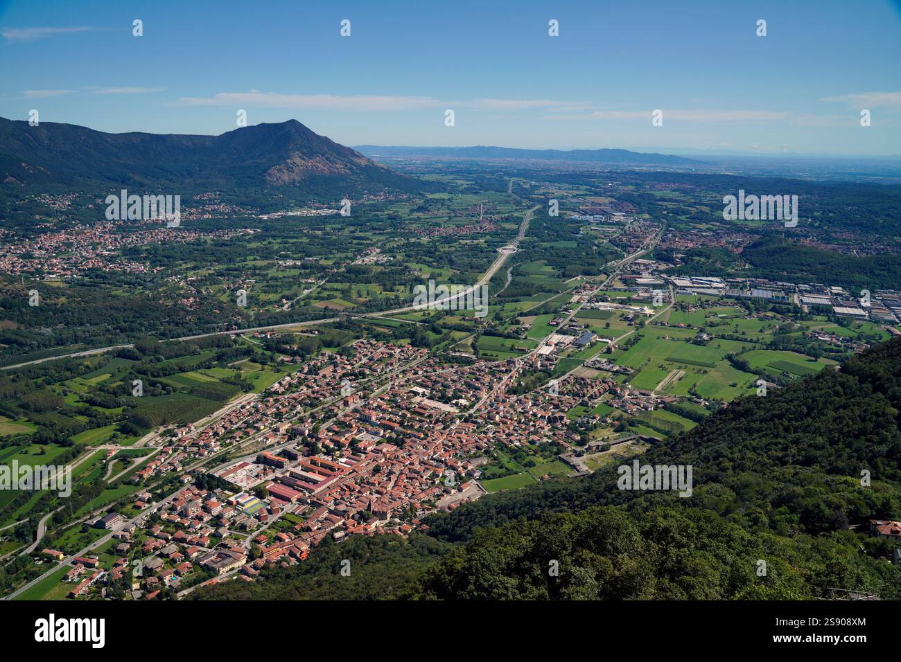 Blick von Sacra di San Michele, Susa-Tal, Sant Ambrogio di Torino, Piemont Stockfoto