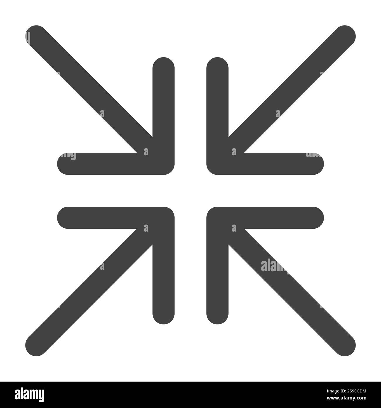 Pfeil Minimieren der Bildschirmlinie Symbol für flache Vektorgrafik Stock Vektor