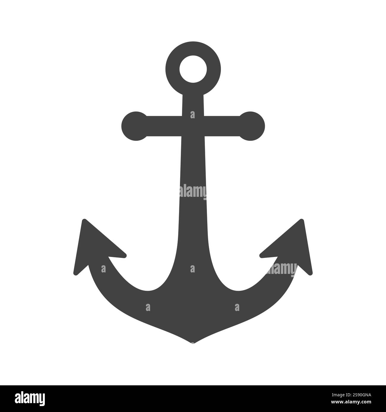 Schiffsanker-Symbol flacher Vektor isoliert auf weißem Hintergrund Stock Vektor
