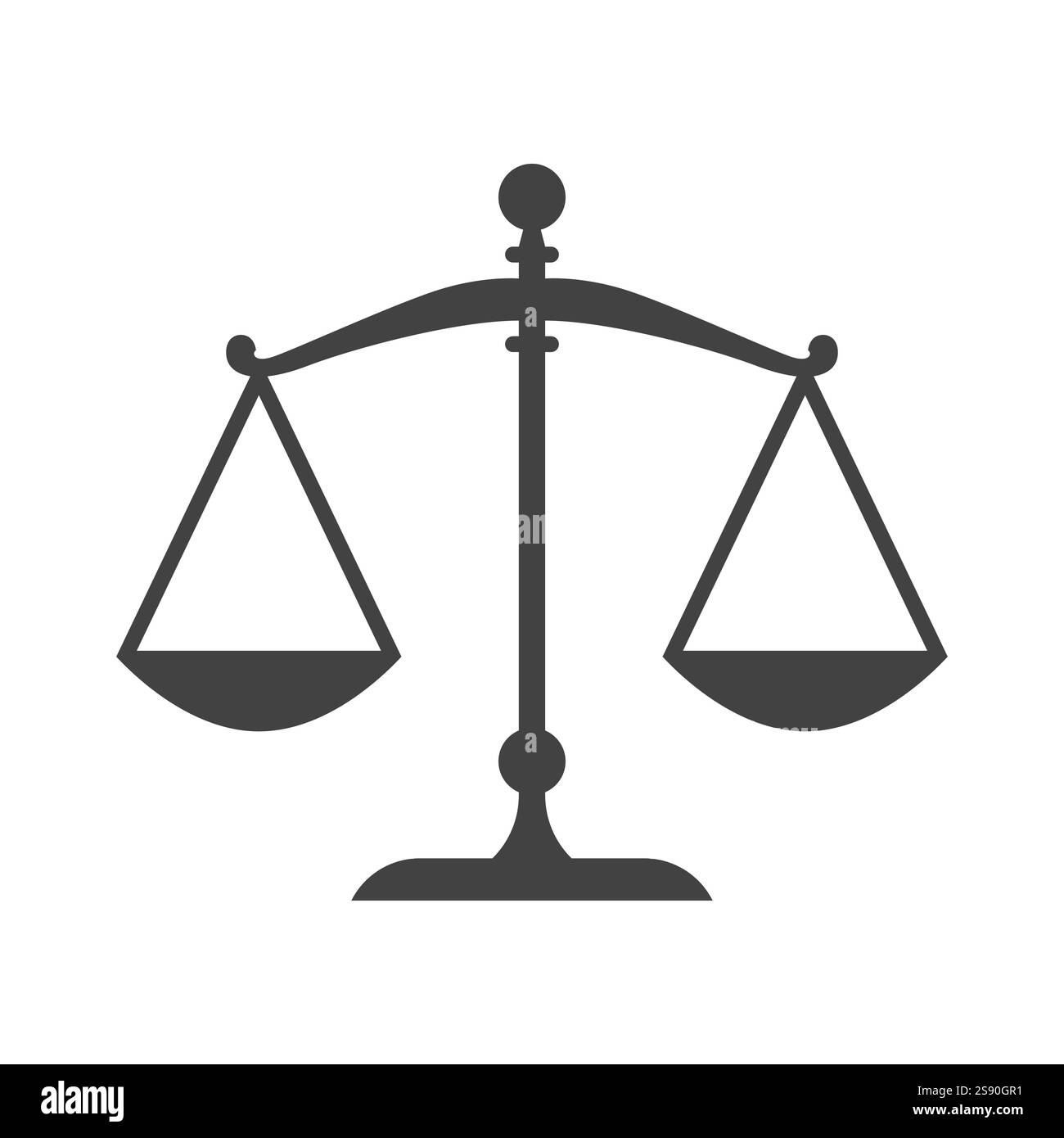 Flacher Vektor des Symbols der Gerechtigkeit isoliert auf weißem Hintergrund Stock Vektor