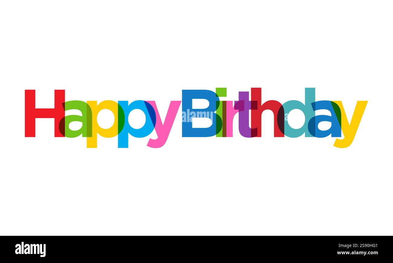 Happy Birthday Bunte Text Design Vektor auf weißem Hintergrund Stock Vektor