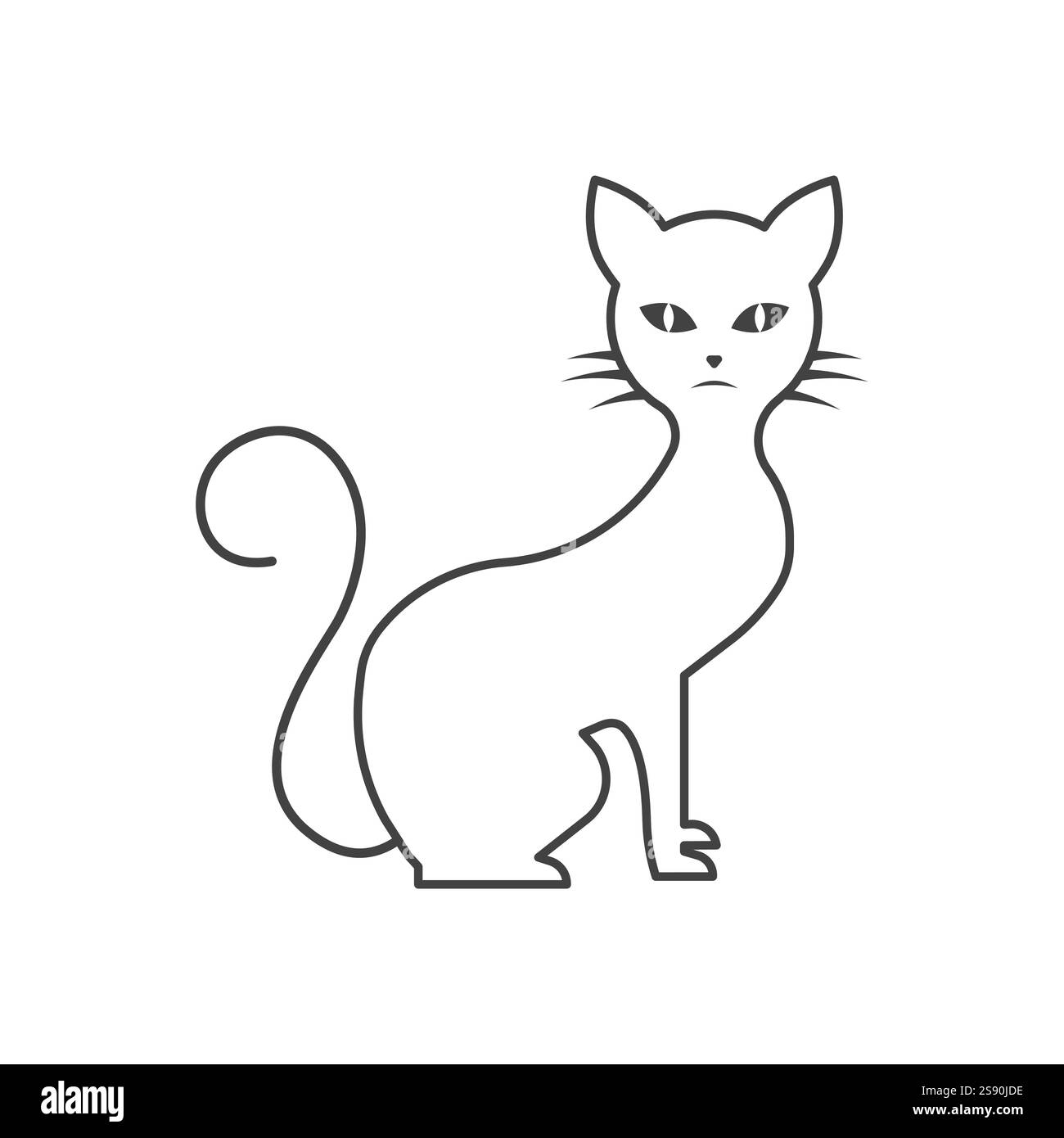 Liniensymbol schwarz Katzensymbol Vektor flache Illustration weißer Hintergrund Stock Vektor