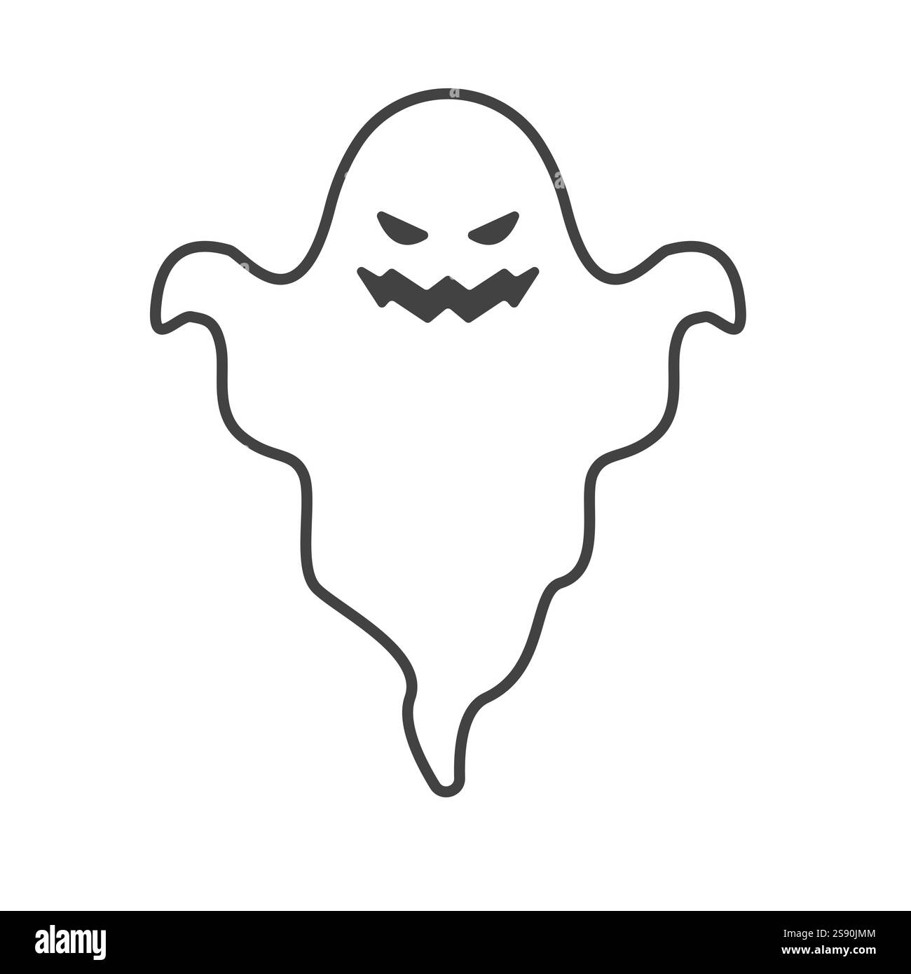 Liniensymbol fliegende Geistersymbol isoliert auf weißem Hintergrund Stock Vektor