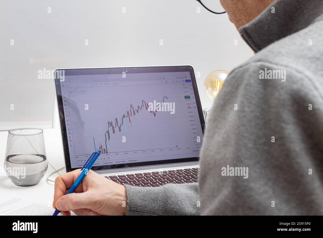 Analyse von Trends an der Börse Stockfoto