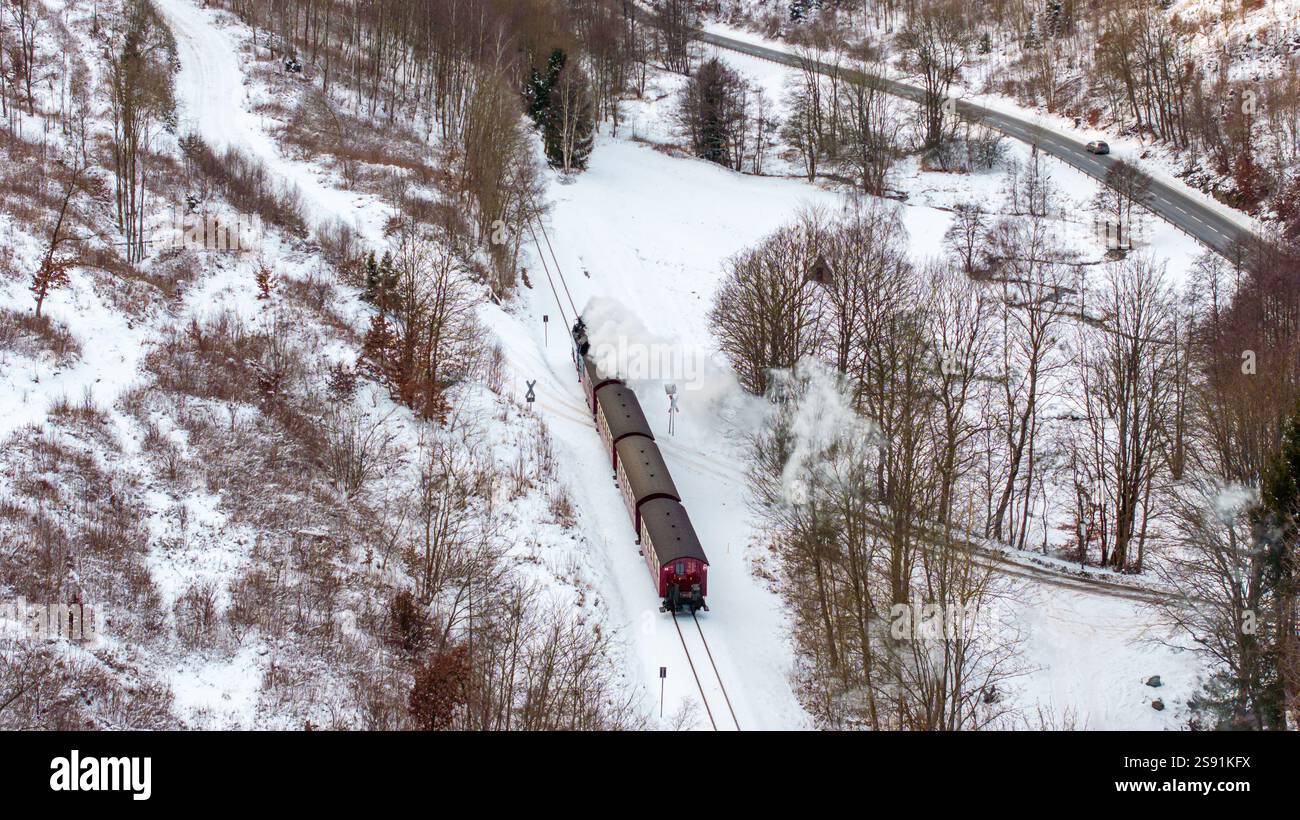 Selketalbahn Abendlicht bei Güntersberge im Selketal Stockfoto
