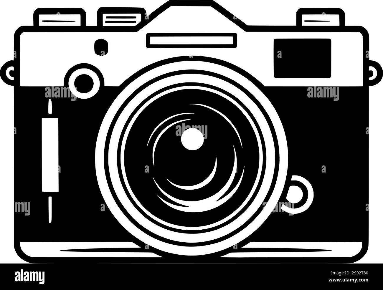 Schwarze Silhouette einer alten Fotokamera Stock Vektor