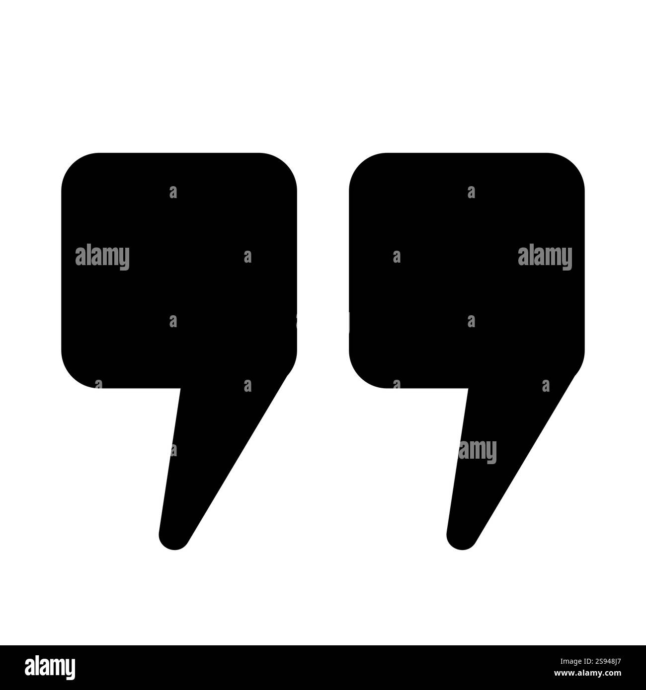 Die quadratischen Anführungszeichen werden schwarz auf weißem Hintergrund hervorgehoben. Stock Vektor