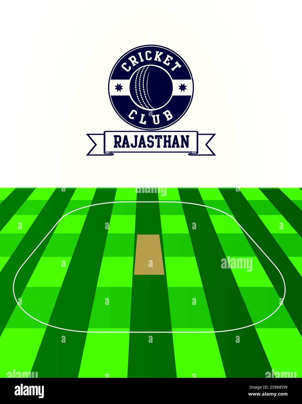 Stadt Rajasthan, Indien Cricket Green Field, Vektor-Illustration abstraktes bearbeitbares Bild Stock Vektor