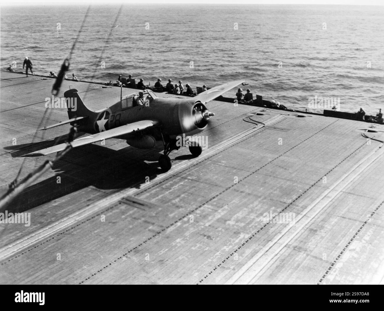 Grumman F4F Wildcat startet im November 1942 von der USS Ranger (CV-4) vor Nordafrika Stockfoto