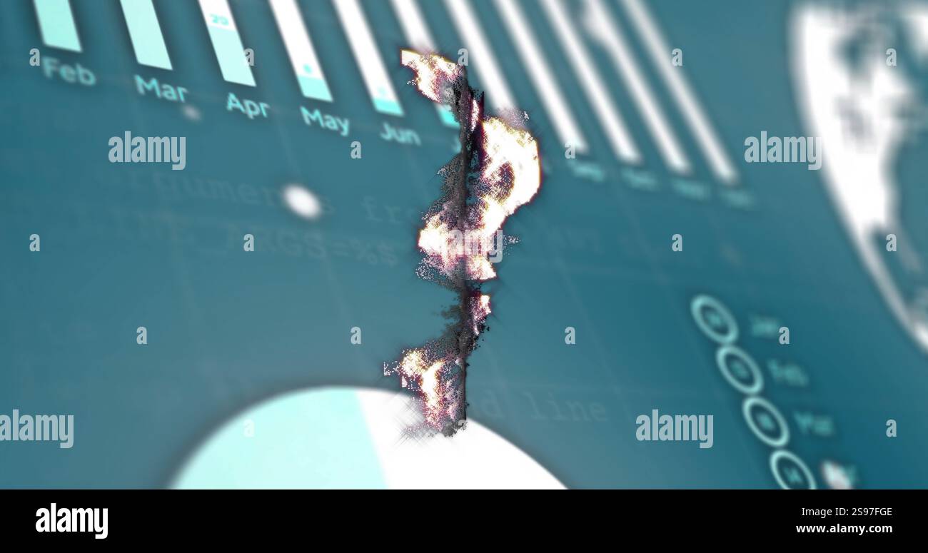 Bild der Form über dem Globus und Datenverarbeitung Stockfoto