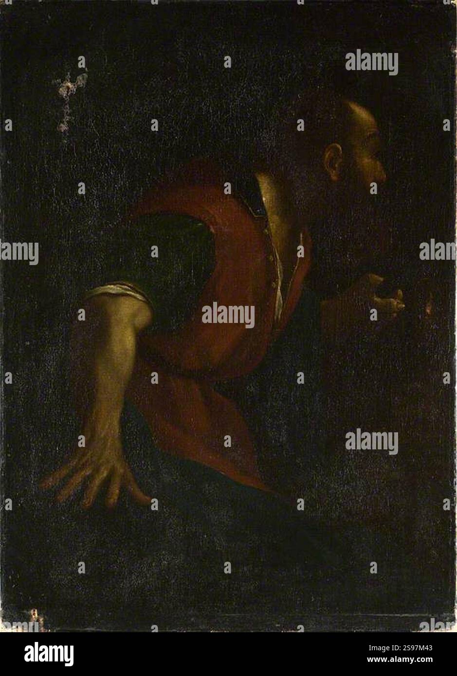 Guercino (1591-1666) (nachher) - Ein bärtiger Mann mit einer Lampe Stockfoto