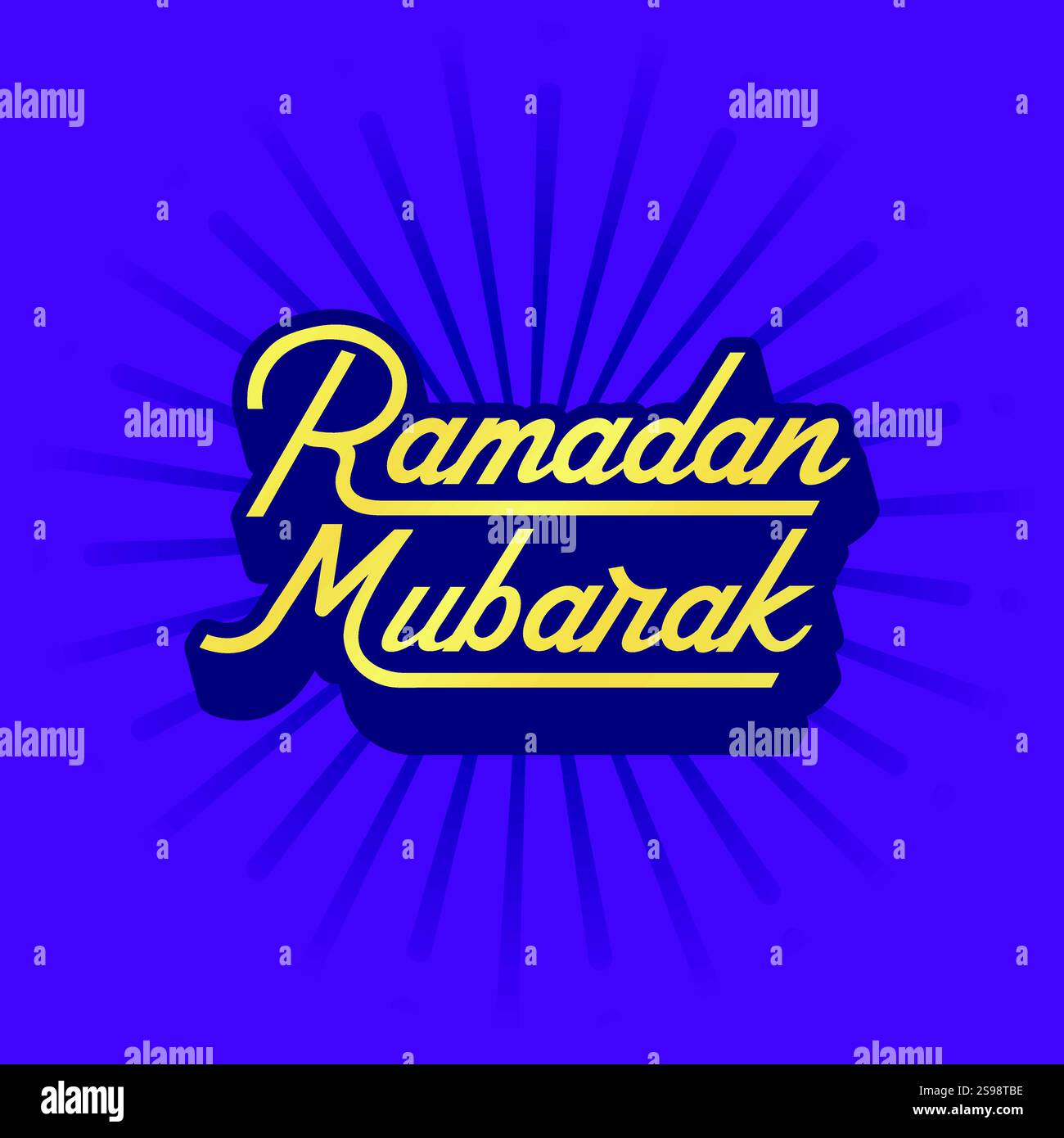 Ramadan Kareem-Logo mit handgezeichnetem goldenem Schriftzug auf violettem Hintergrund. Islamisches religiöses fest, heiliges Ramadan-Banner, Poster, Grußkarte Stock Vektor