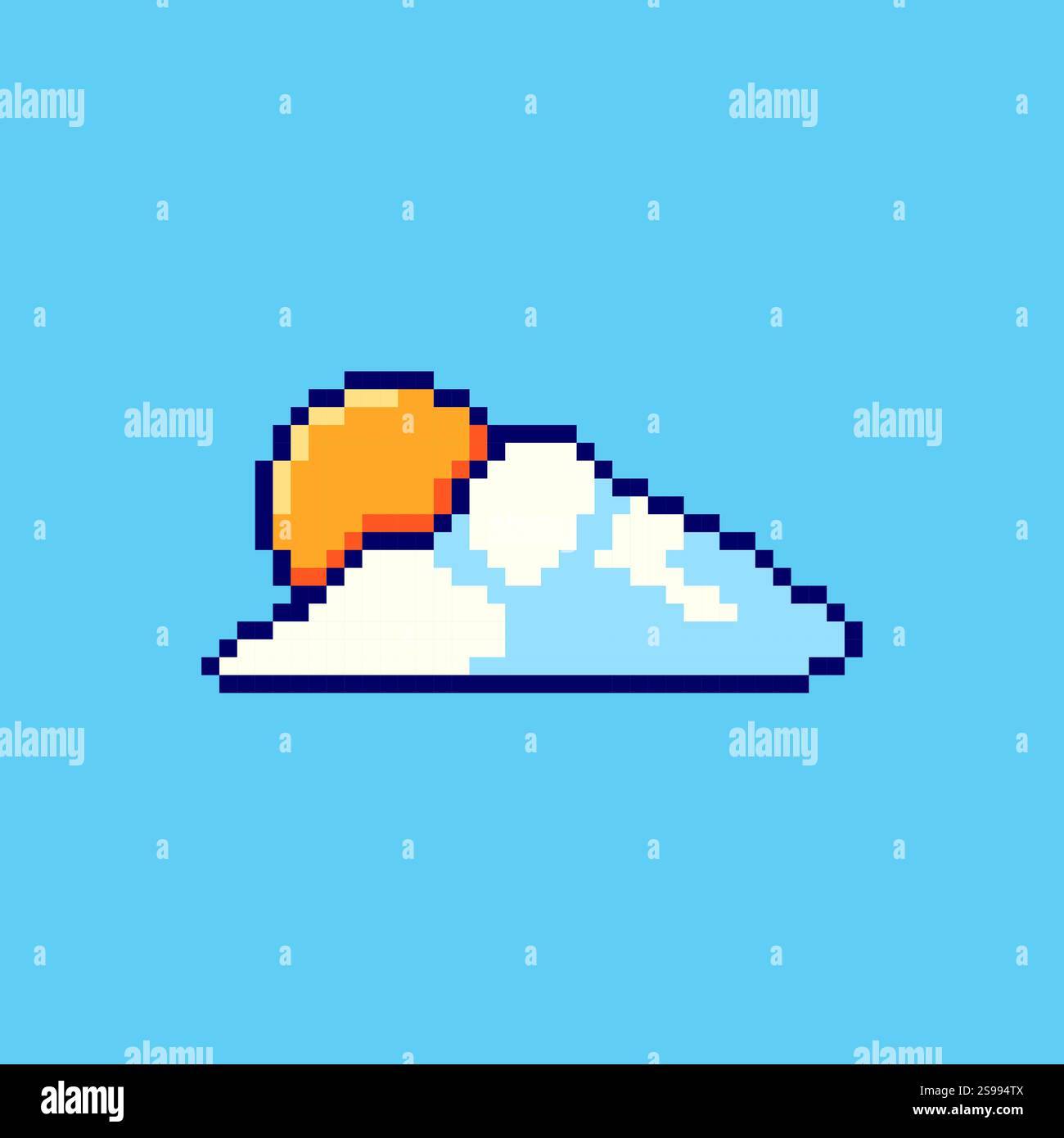 Pixel Art Sunny Cloud Icon Spiel Asset Design Stock Vektor