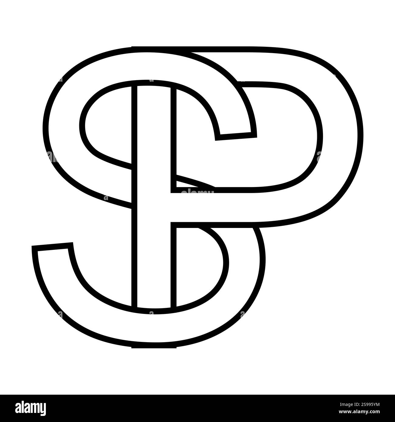 Logo-Zeichen sp ps-Symbol, doppelte Buchstaben Logotype p s Stock Vektor